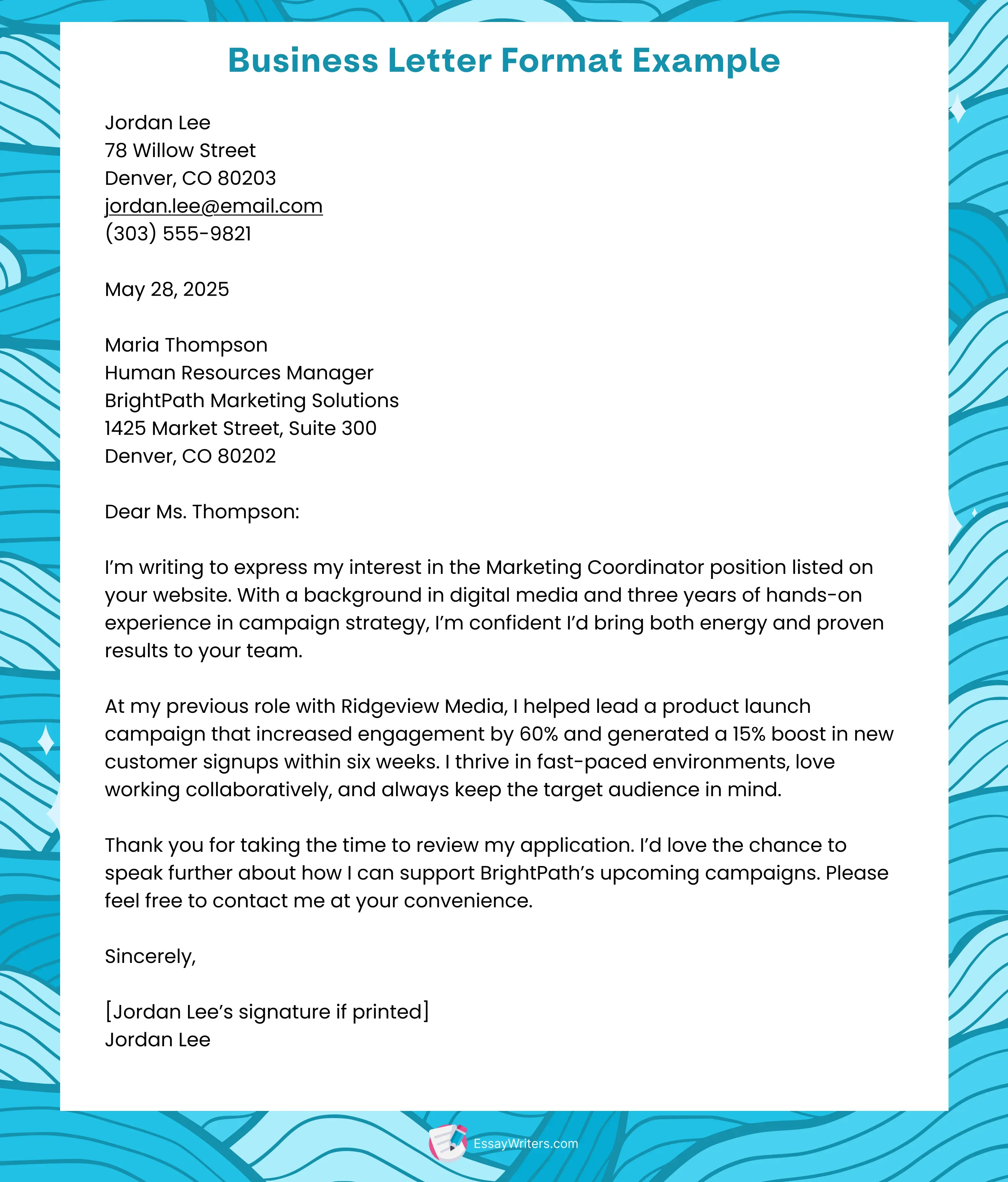 Business Letter Format Example